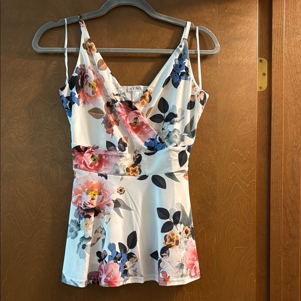 VENUS White Cream Wrap Peplum Camisole